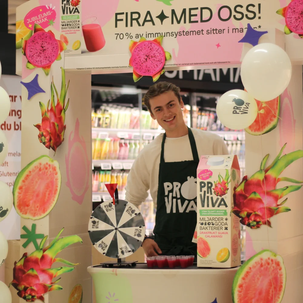 butiksdemo för proviva med eventpersonal